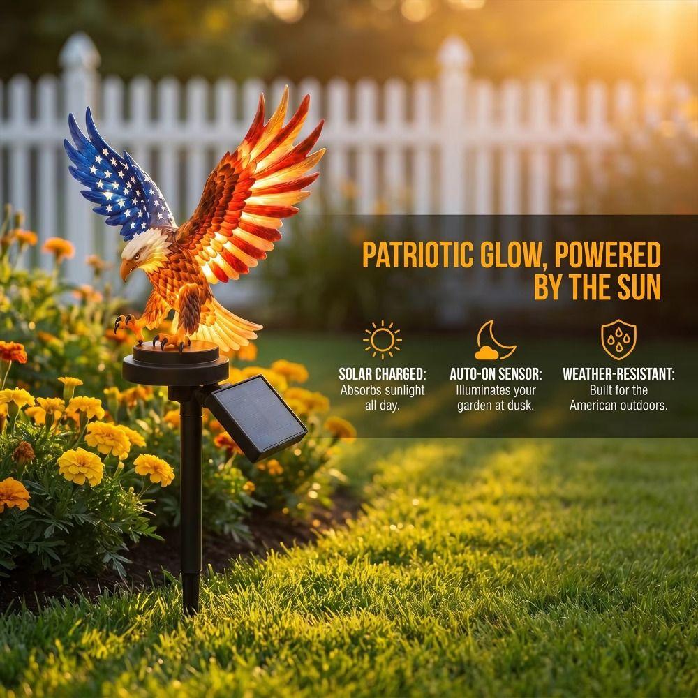 UV Resistant Solar Eagle Light LED Lighting Solar Garden Light Patriotic Eagle Statue Garden Decor