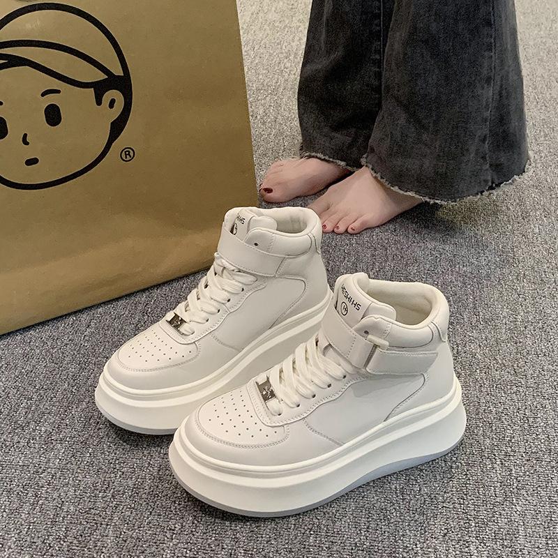 Women's thick bottom heightening big size fall and winter warm high-top waterproof non-slip hiking mountaineering casual sports shoes