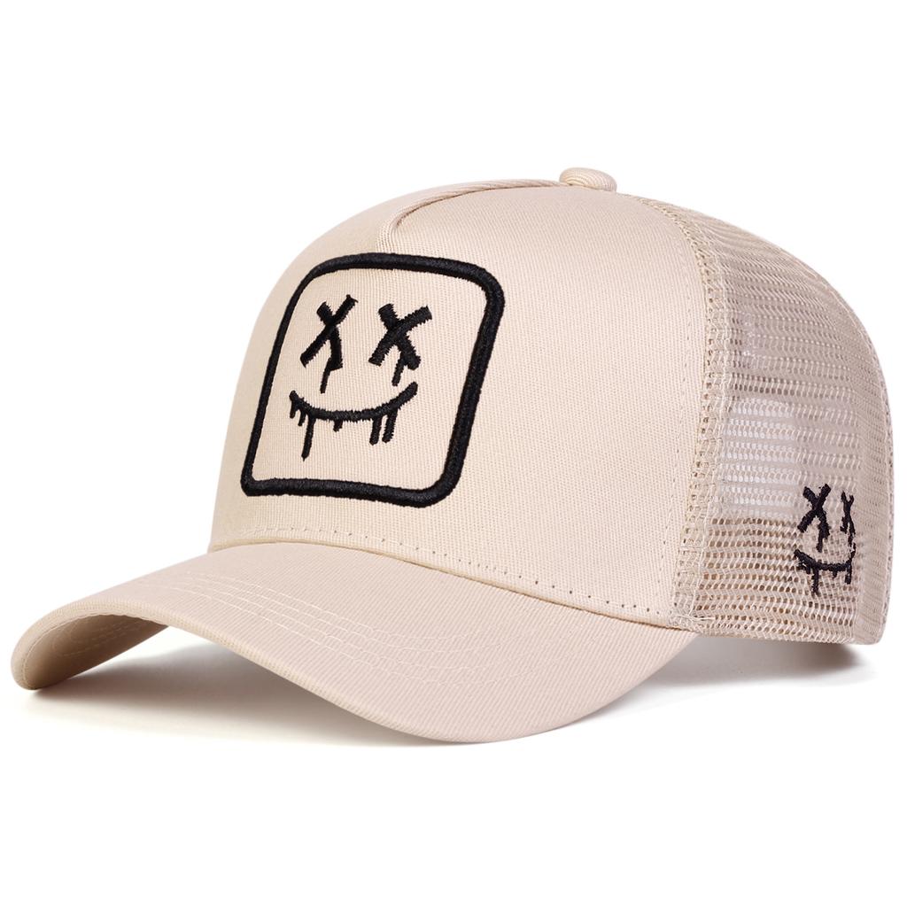 Unisex XX Smiling Face Embroidery Baseball Net Caps Spring and Summer Outdoor Adjustable Casual Hats Sunscreen Hat