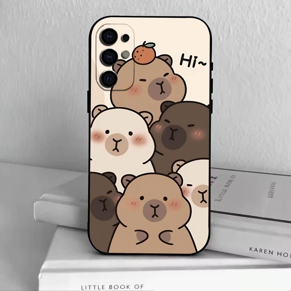 Roztomilý K-Kawaii Kapybara   Pouzdro na telefon Černý silikon Měkké Pro Samsung S25,S24,S21,S22,S23,S30,Ultra,S20,Plus,Fe,Lite