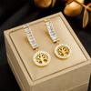 Stainless Steel Geometric Luxury Crystal Earrings For Women Girl New Waterproof Earrings Ear Jewelry Gift