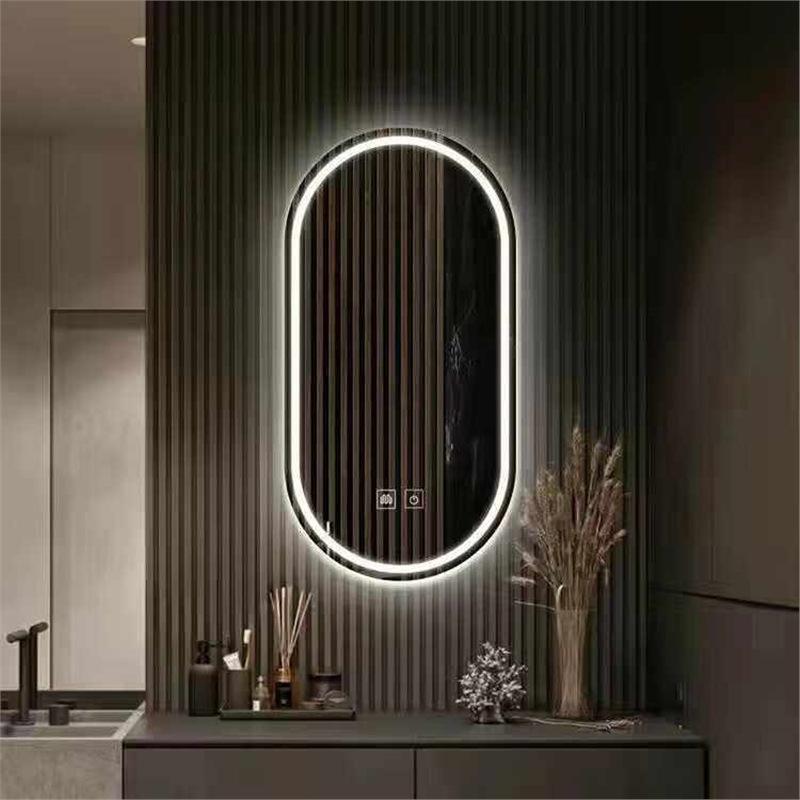 Oval LED Smart Vanity Mirror, Anti-Fog, Wall-Mounted for Bathroom Use.
