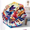 Automatic Folding Umbrella Musical instruments and notes. Portable collapsible design, casual outdoor accessory, for all seaso