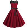 Retro Lace Stitch Sleeveless Swing Dress