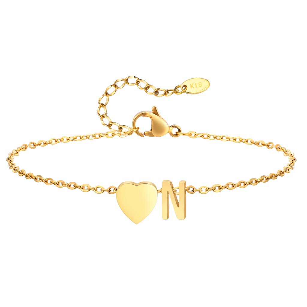 Bohemia A-Z Letter Initial Anklet for Women Gold Color Heart Alphabet Ankle Bracelet Beach Party Travel Fashion Foot Jewelry