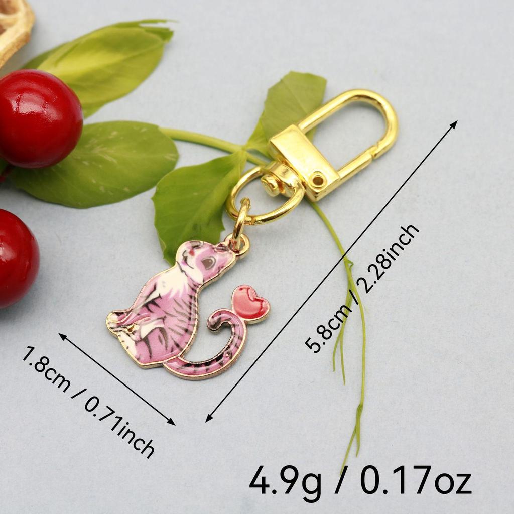 Cartoon Cat Print Heart Lobster Clasp Set - Cross-Border Droplet Oil Design