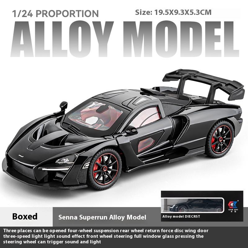 1/24 Scale Mclaren Senna Super Sports Mini GT Alloy Diecast Model Vehicle Simulation Sound & Light Birthday Gifts Box for Boyfriend