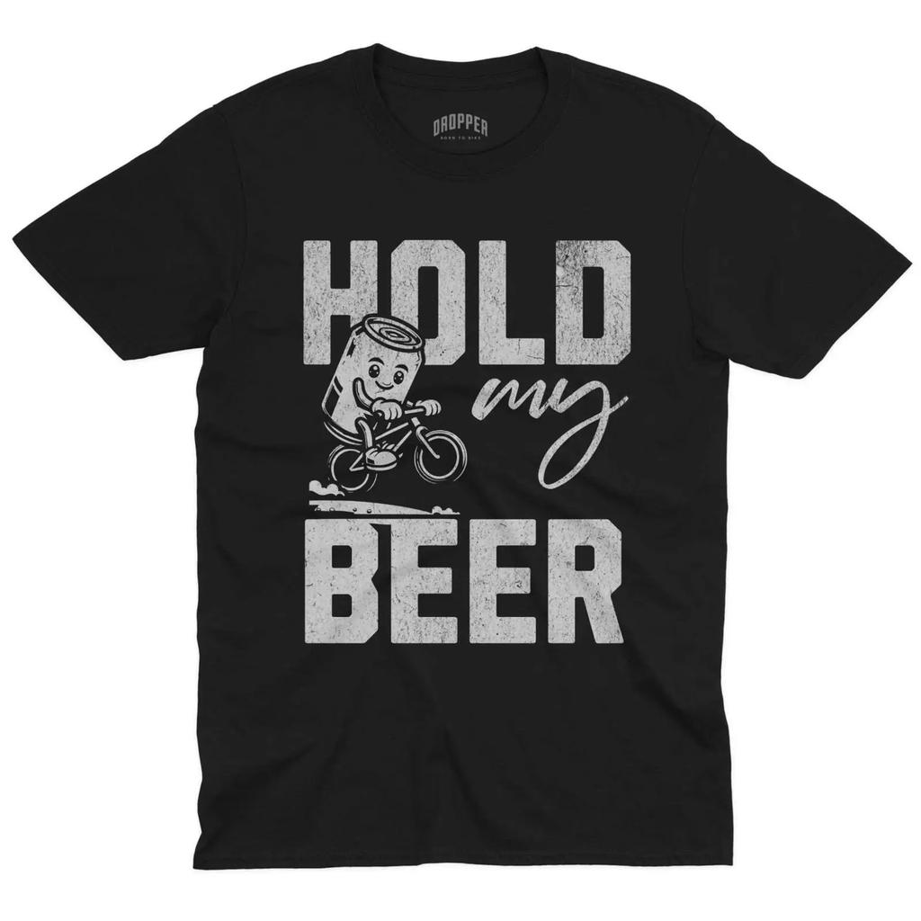 Hold My Beer T Shirt Black Vintage Stretched Fashion Top For Everyday Wear Casual Unisex Versatile Streetwear Stylish