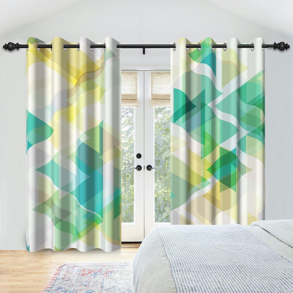 2Pcs/Set Colourful Gradient Window Curtain Bright Multicolor Blackout  Polyester Fabric Study Bedroom Living Room Decor Curtain