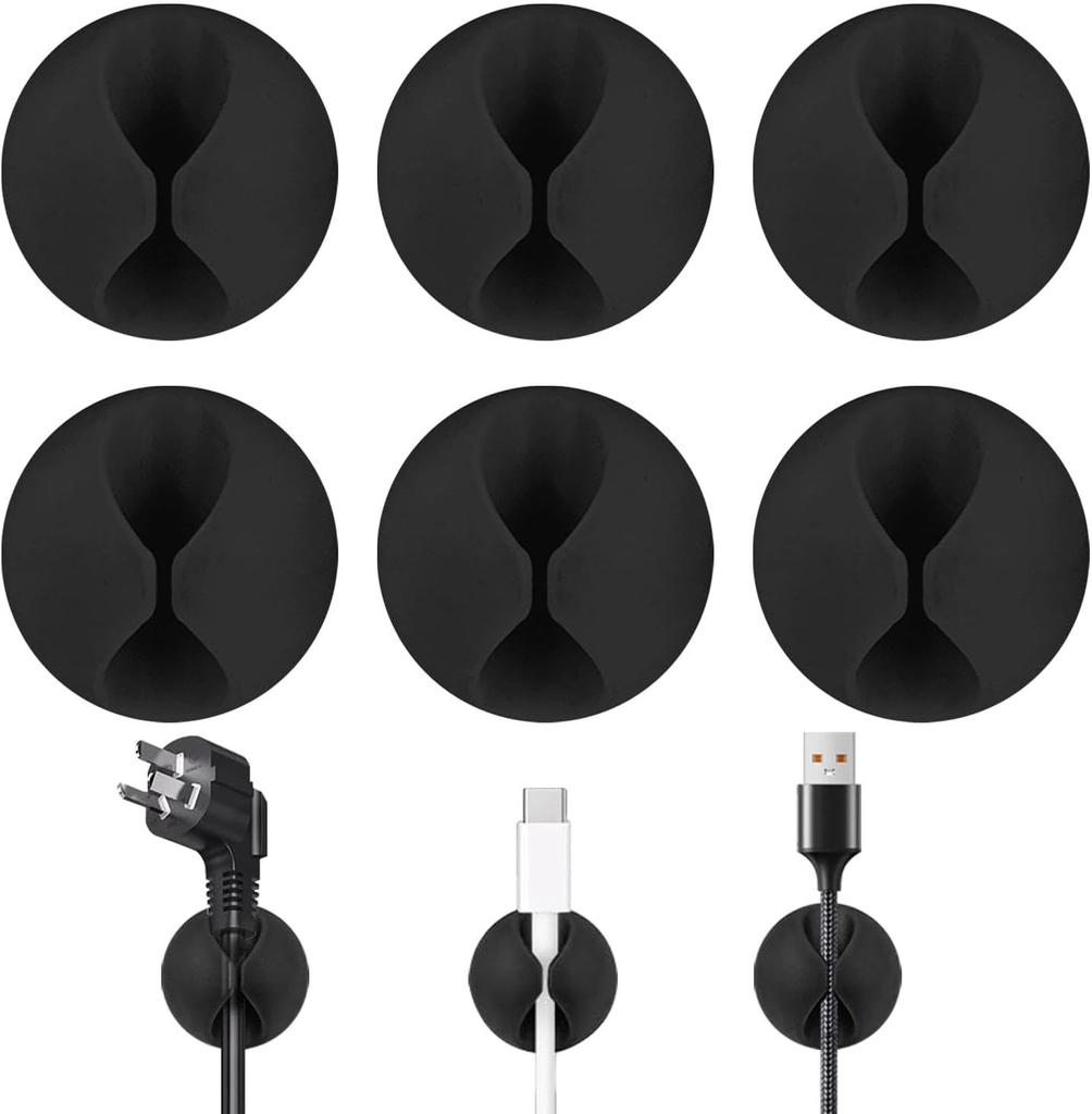6 Pack Cable Organizer Clips, Multi-Color Data Line Cord Holder for Home and Office, Tidy Your Cables Desk Organizers Prevents Tangling and Damage