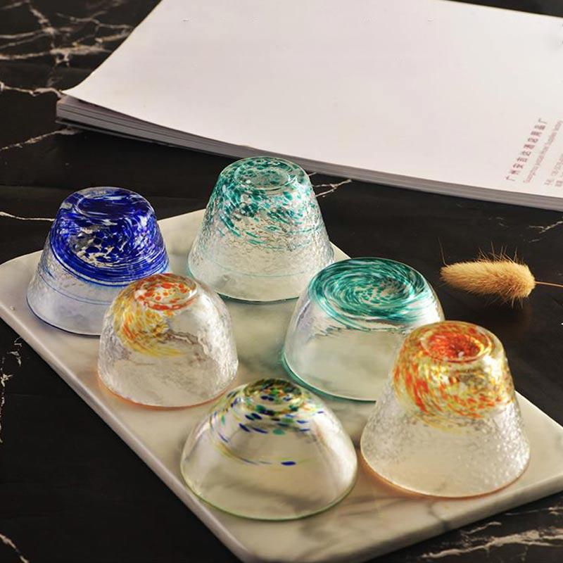 Japanese Style Colour Sake Glasses Creative Patterns Small Teacup 40ML 55ml Household Tavern Glass Cup Refined Kung Fu Tea Cup