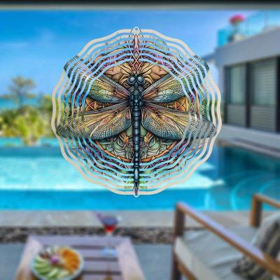 Bunter Libellen 2D Windspiel Metall Outdoor Dekoration für Garten Terrasse Hof Lebhaftes Windspiel Thanksgiving Weihnachten Feiertagsdekoration