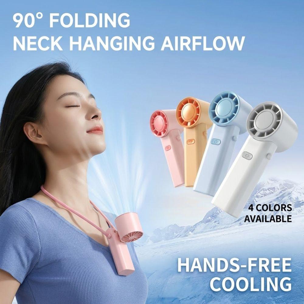 3 Gears Pocket Neck Fan Foldable Cooling Fan Portable Mini Handheld Fan Summer Essentials