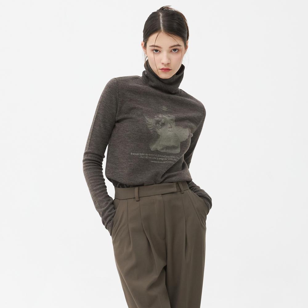 Uncover Plaster Cast Turtleneck Knit-Brown Free