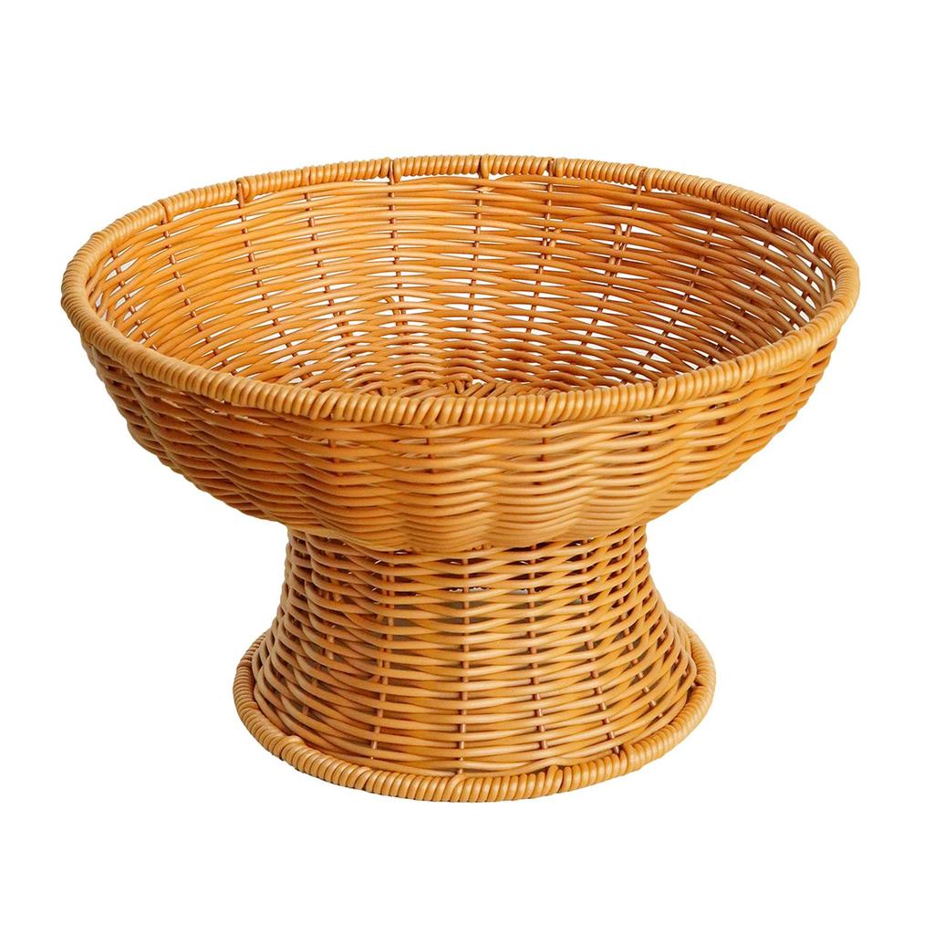 Footed Fruit Bowl Imitation Rattan Woven Bread Basket Decorative Circular Tray for Table Decoration & Accessories Home Decor