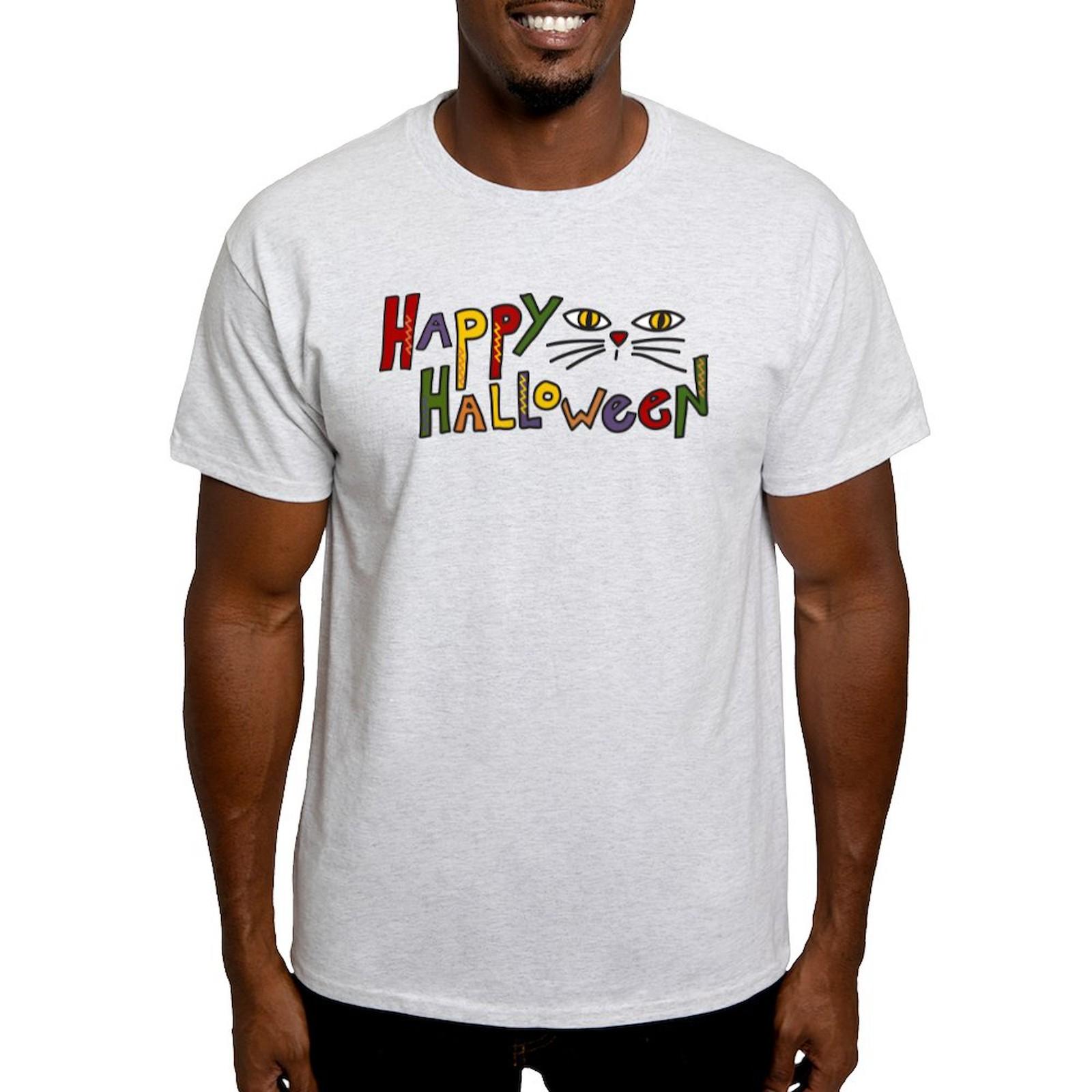 CafePress Happy Halloween Cat Light T Shirt 100% Cotton T-Shirt (707202188) S
