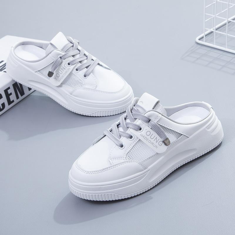 2025 nuevos zapatos blancos pequeños de primavera para mujer, zapatos de vestir perezosos, sandalias de moda ins, cabeza de bolsa, zapatillas de moda