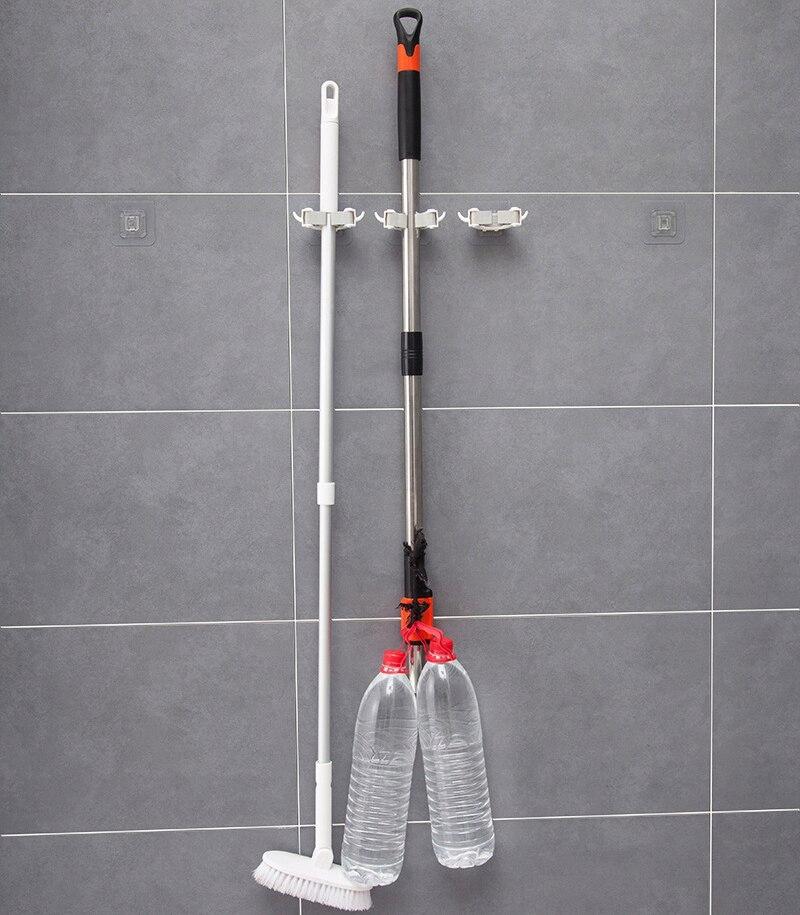 Wall Mounted Tool Holder for Mop, Broom, Rake, Solid
