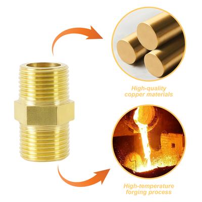 Korrosionsbeständig mässingstrådad adapter Dubbel utvändig gängad koppling Enkel installation för vattenförsörjningssystem