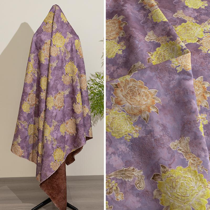 Wide 145cm Chinese-style Fragrant Cloud Gauze Flower Lily Jacquard Fabric Retro Dress Fluffy Skirt Tote Bag Decorative Sewing