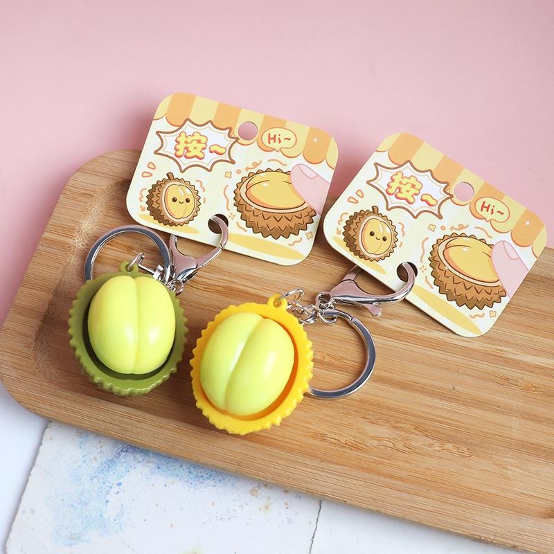 1Pcs Cute Stress Relief Pendant Mini Pressable Durian Keychain Fidget Toy Good Luck Charm For Bag Decoration