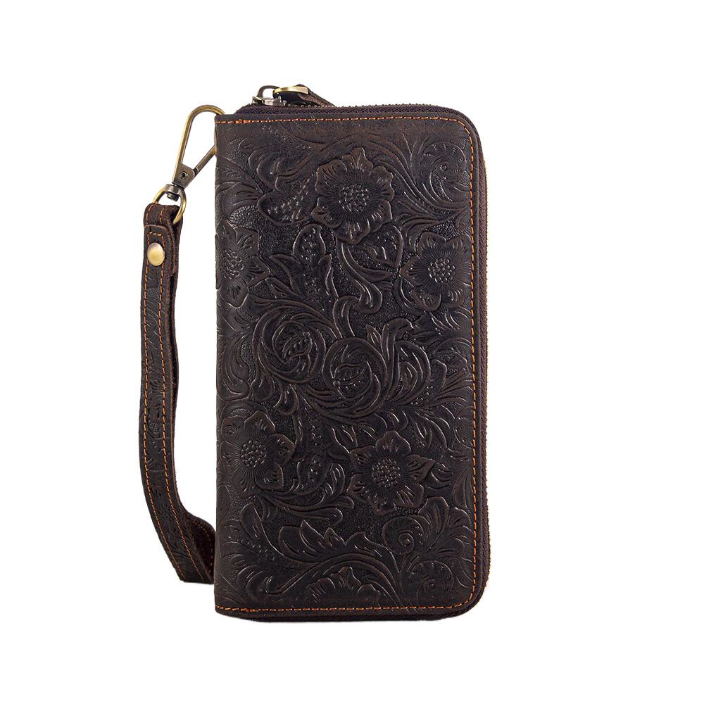 Men's Wallet, Leather Zipper, Handbag, Retro Embossed Top Layer Cowhide