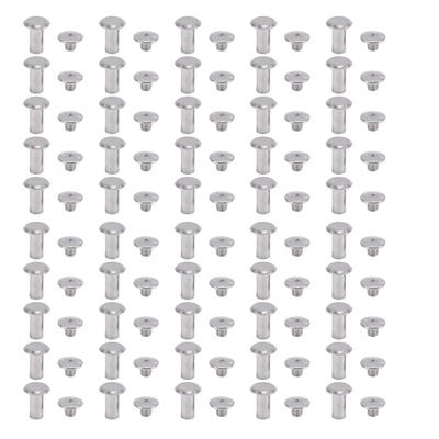 50 Sätze Chicago Schrauben M5 6x12x11mm Runde Flachkopf Edelstahlschraubnieten für Lederhandwerk
