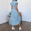 Women's Fashion Summer Loose V-Neck Bubble Sleeve Solid Color Vacation Dresses