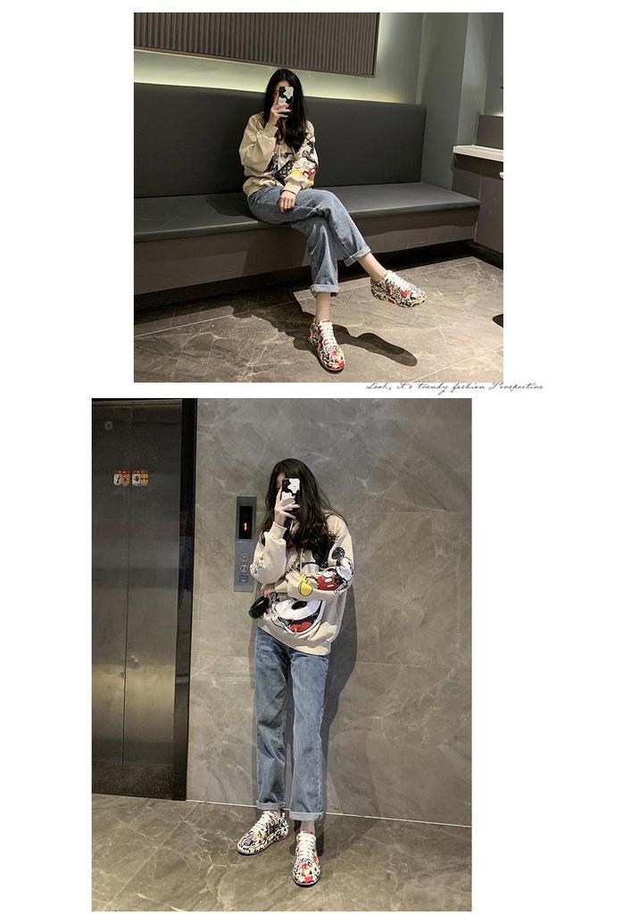 Women's Trendy 2024 Summer Autumn Graffiti Print Dad Shoes - Colorful, Large Size Casual Sneakers