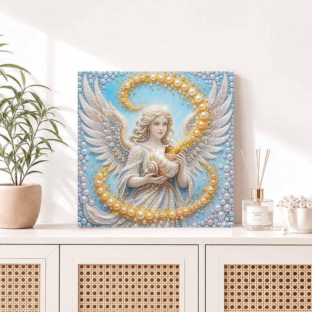Pearl Painting Angel Wings Shell 5D DIY Decorative Painting. Cute Birthday Gift. Handmade Art Painting