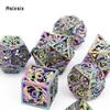 7 Pcs Silver Colorful Dragon Metal Dice Hollow Metal Polyhedral Dice Set Suitable For Role-Playing Game