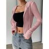 Women S Slim Fit Hooded Zip Up Knit Cardigan Long Sleeve Top