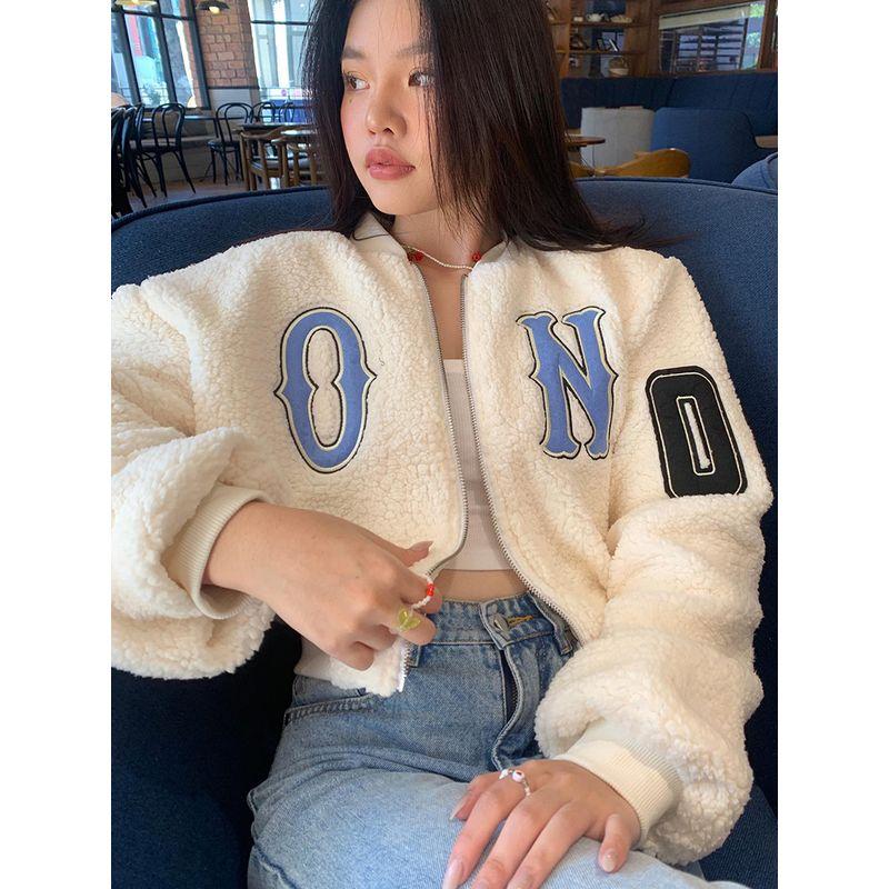Shemoda Lamb Wool Short All-Match High Waist Embroider
