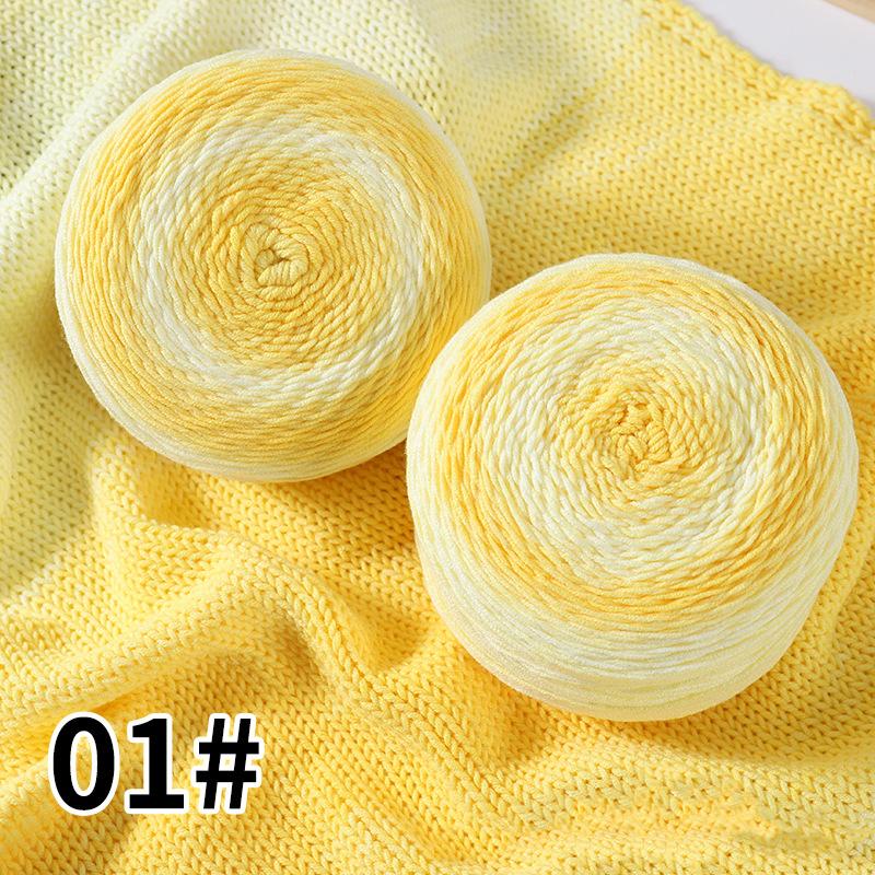 Секционно окрашенная 5-слойная 200г градиентная пряжа ручной вязки, клубок молочной хлопковой пряжи, материал для вязания крючком и DIY 01 gradual change yellow