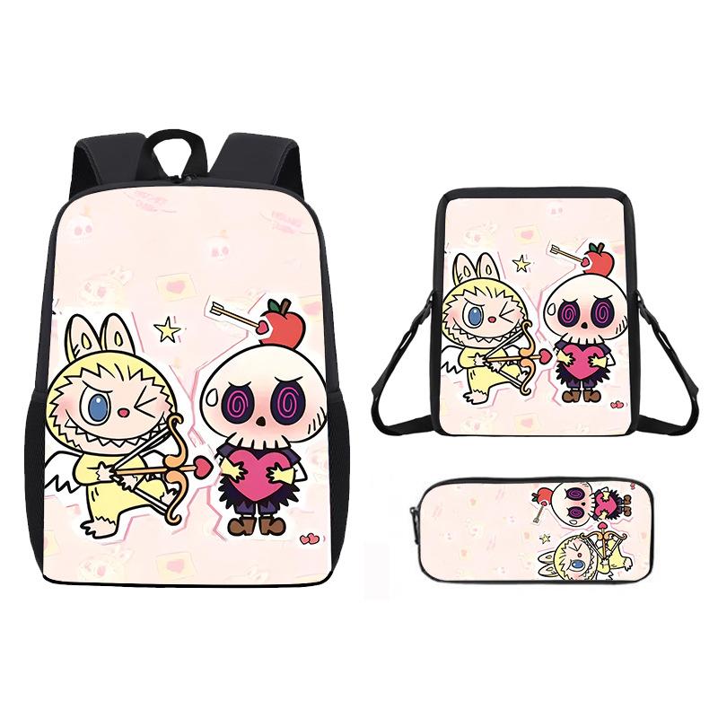 School Bag New Printing Three-piece Set Cartoon Rabbit Student Backpack Satchel Pencil Case Boys and Girls