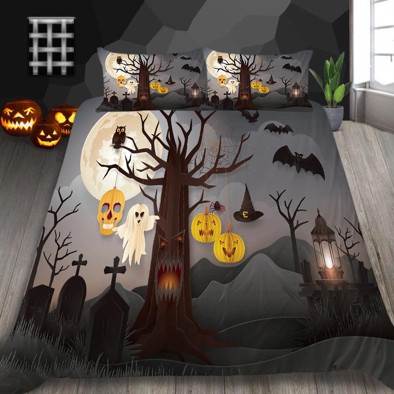 Halloween Decorative Quilt Cover Pillowcase Two Or Three-Piece Set Polyester 3D Digital Printing