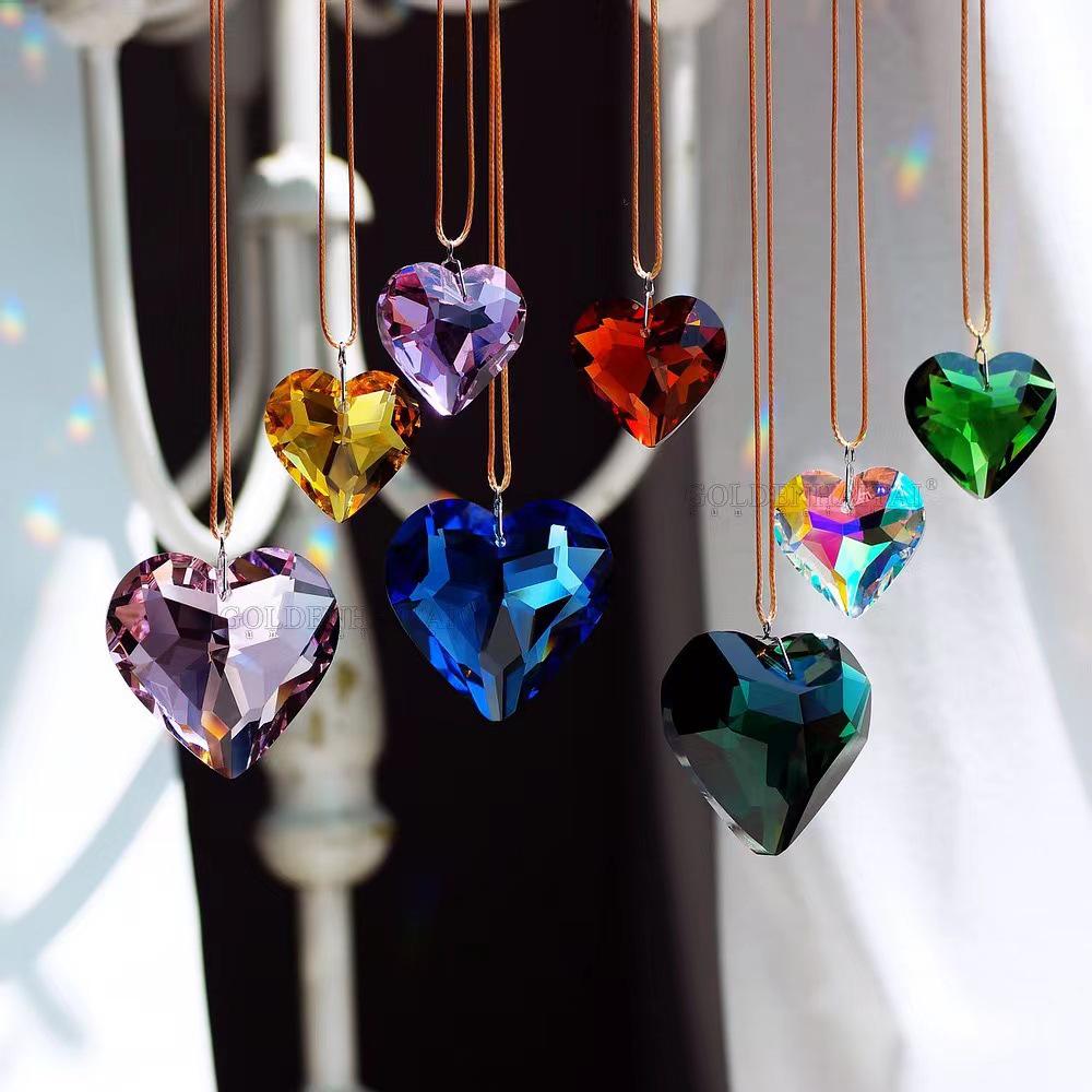 Colorful Love Crystal Sun Catcher Prism Ornament - Car or Living Room Decoration, Perfect Gift for Girlfriend