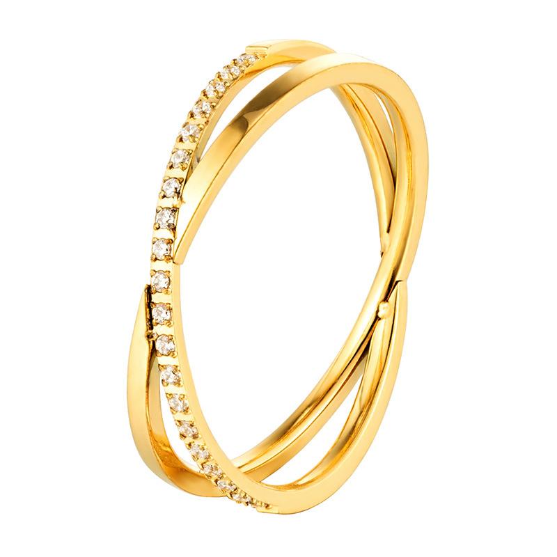 Sugar Cube Zircon Diamond Ring Does Not Fade Niche Design Plain Ring Titanium Steel Index Finger Ring Ins Simple Ring