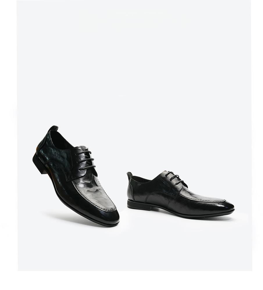 Men's Italian-Style Genuine Cowhide Leather Shoes - Pointed Toe, Lace-Up, Slip-On, Casual & Business