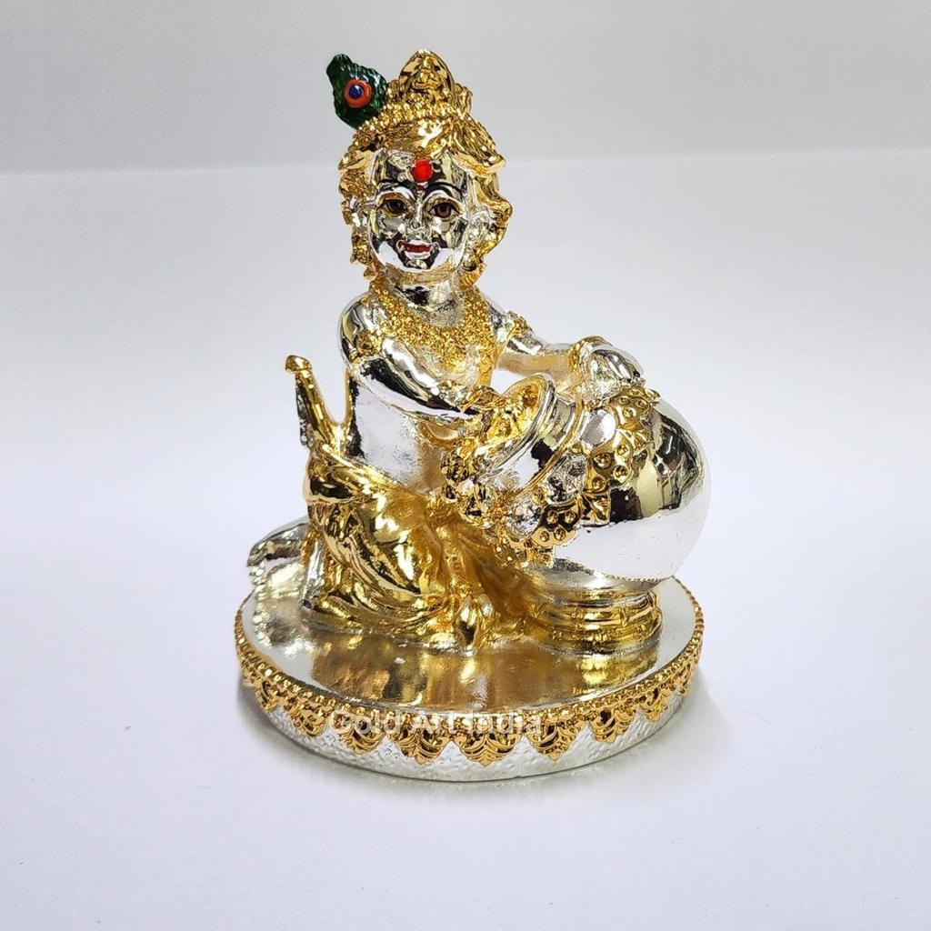 Makhan Krishna Krishna Idol for Home Decor| Laddu Gopal Murti for Gifting | Small Krishnaji Statue for Office Desk | Makhan Chor Idol |