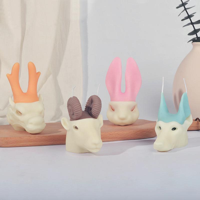 2 STÜCKE/SET Tierkreis Räucherkerzen Kerzen Silikonform DIY Hase Tier Kombinationsset Gips Dekorationsform