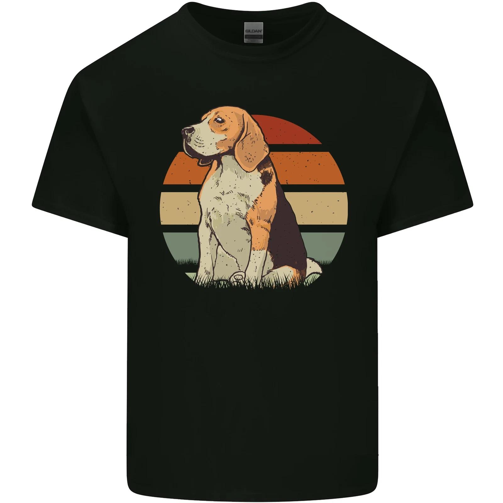 Dogs Beagle With a Retro Sunset Background Kids T-Shirt Childrens L