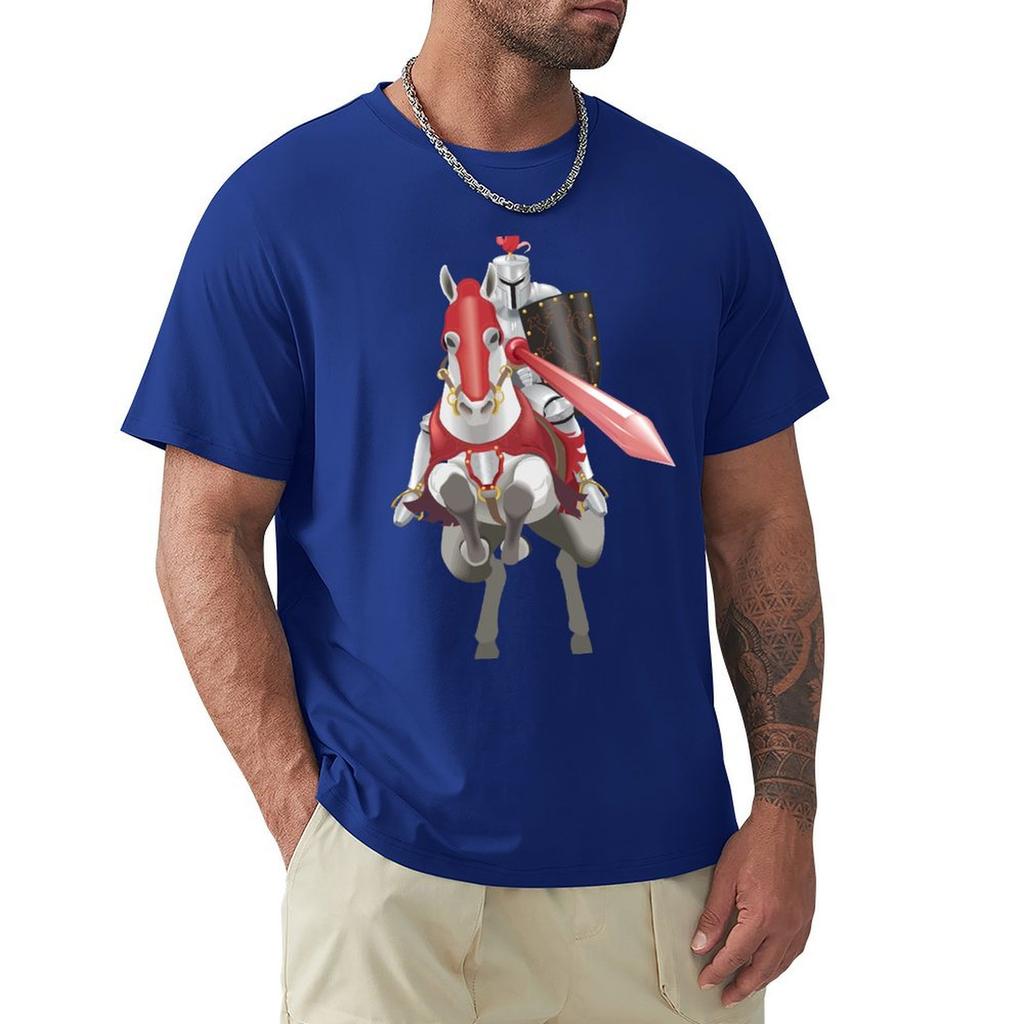 Medieval Knight In Armor On Horse T-Shirt Summer Tops Animal Prinfor Boys New Edition Fruit Of The Loom Mens T Shirts