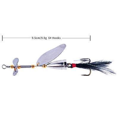 Hot Sale 9.9g Spinner Spoon Lure, Metal Fishing Lure Feather Treble Hook Lure