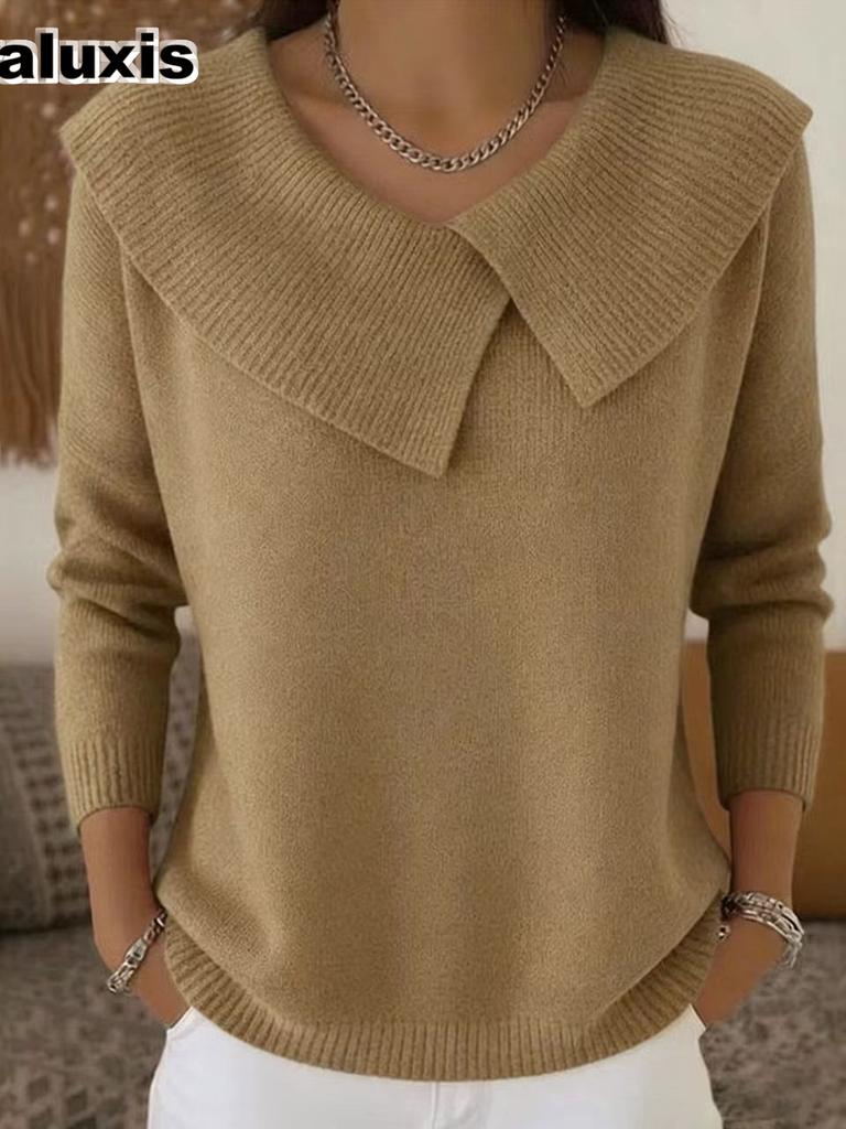 New Fashion Korean Retro Cute Temperament Slimming Crewneck Knit Sweater Casual Lazy Style