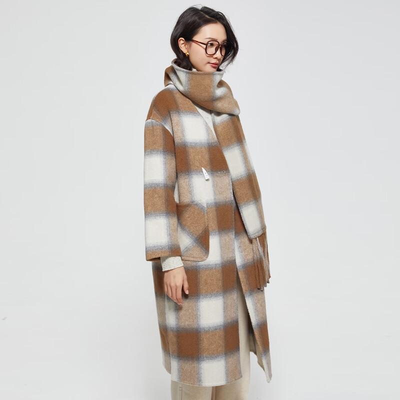 Women's Mid-Length Plaid Double-Sided Wool Coat
