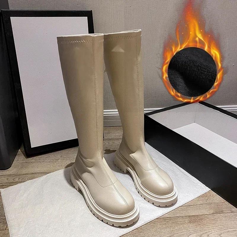 Herbst Winter Frauen Wohnungen Heel Frauen Lange Stiefel Hohe Qualität Weiche Leder Damen Ritter Stiefel Casual Knie-hohe Stiefel