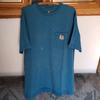 T-shirt Carhartt Original à Poche Peinte Homme XXL Bleu Turquoise Workwear Grunge