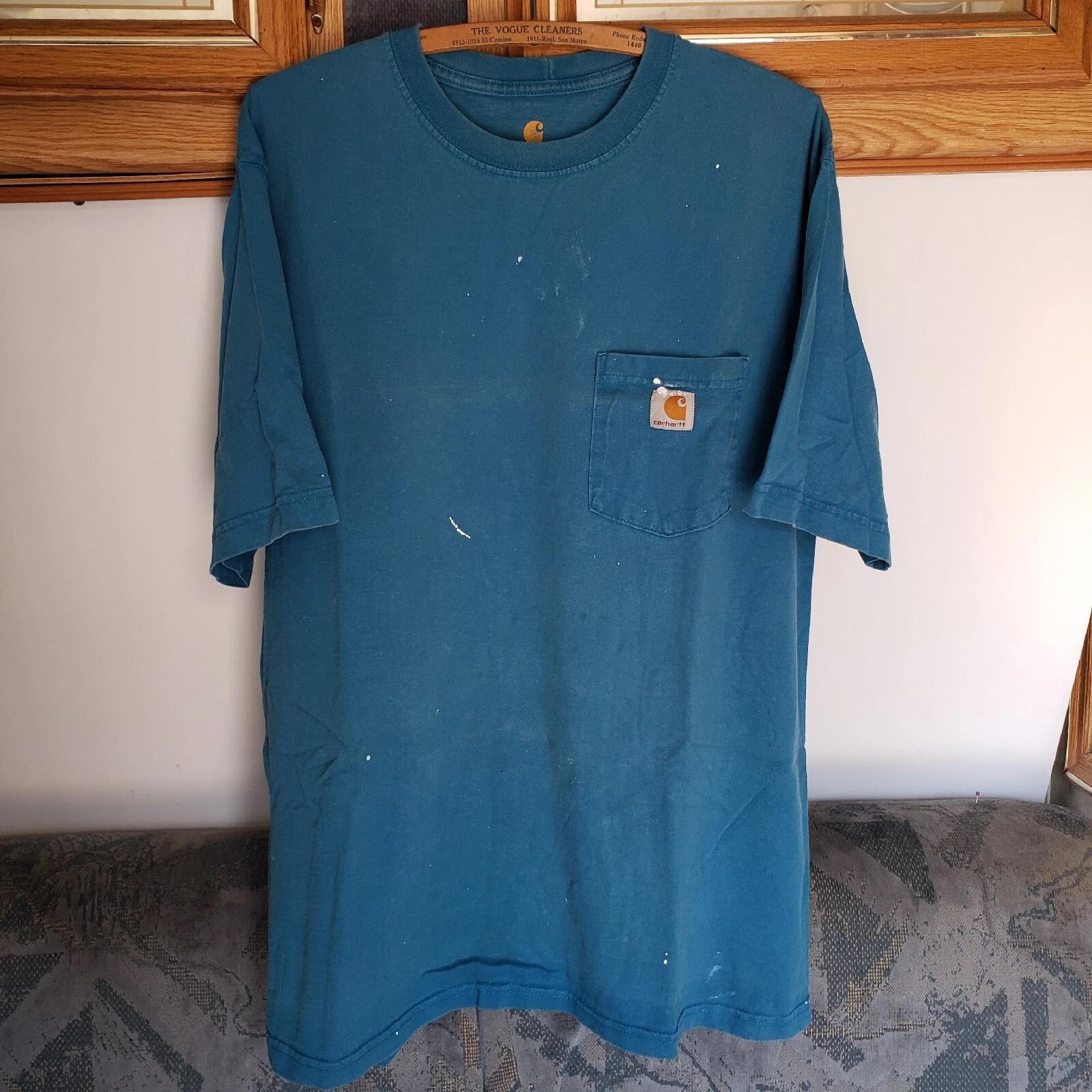 

Мужская футболка Carhartt Original с карманом, окрашенная, размер XXL, сине-бирюзовая, рабочая одежда, гранж L