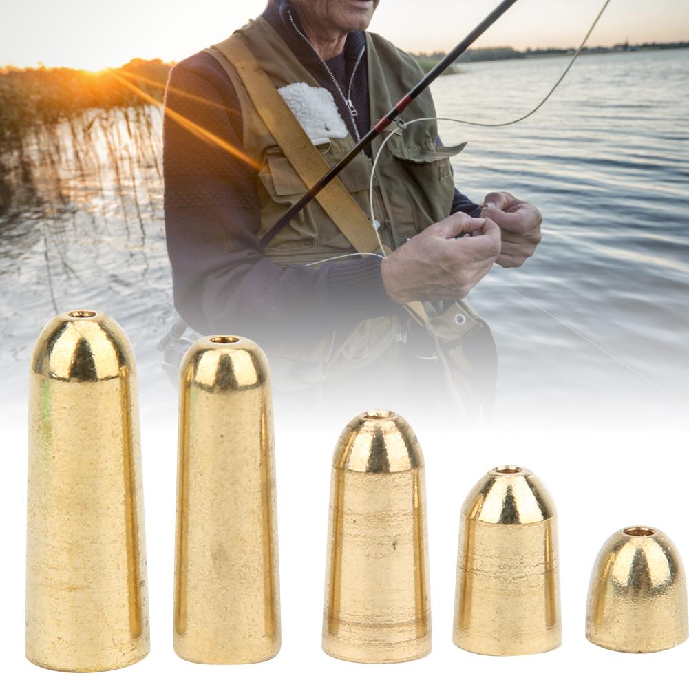 T0048 75 Stück 5 Größen Messinggewichte Angelbleie mit 5 Größen Kunststoff Leuchtperlen Angelset